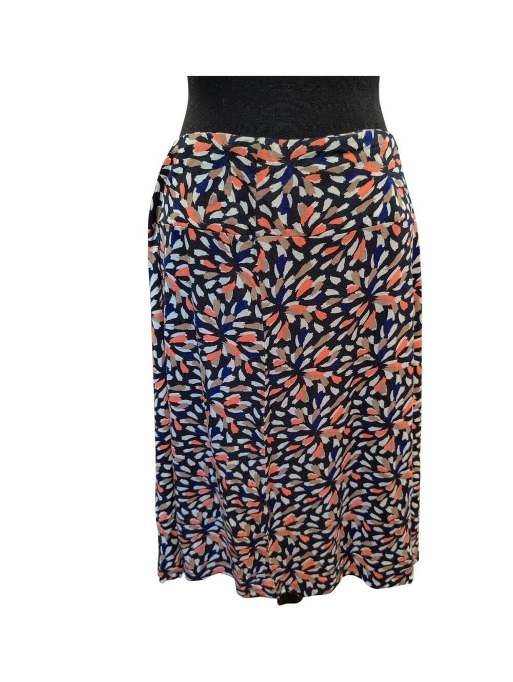 Floral Print A-Line Skirt in Navy, Coral & Cream